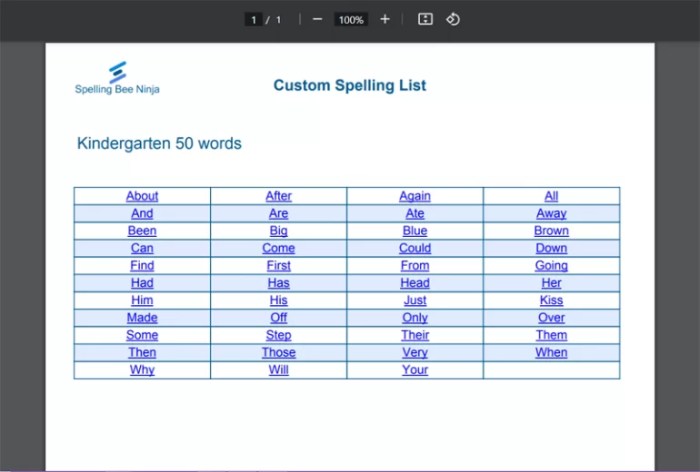 Spelling bee 2024 word list pdf printable