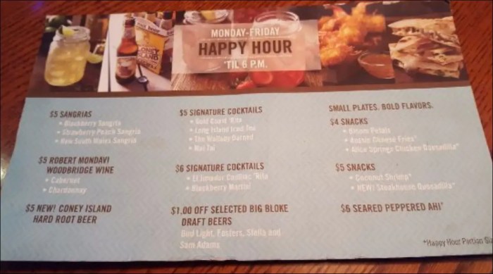 Outback steakhouse happy hour drinks